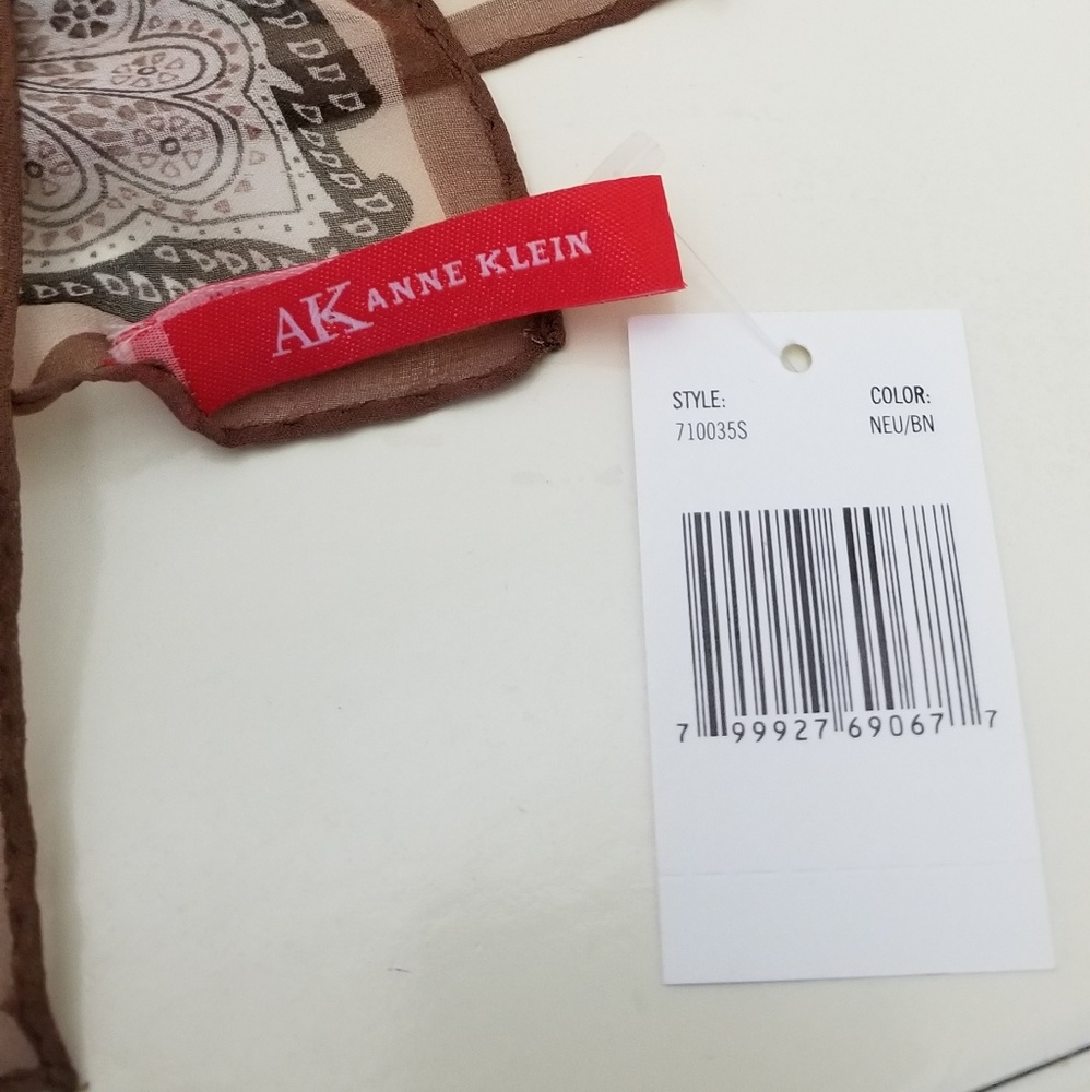 100% Silk Anne Klein Scarf, 20x20" Square (ish) - Picture 2 of 5
